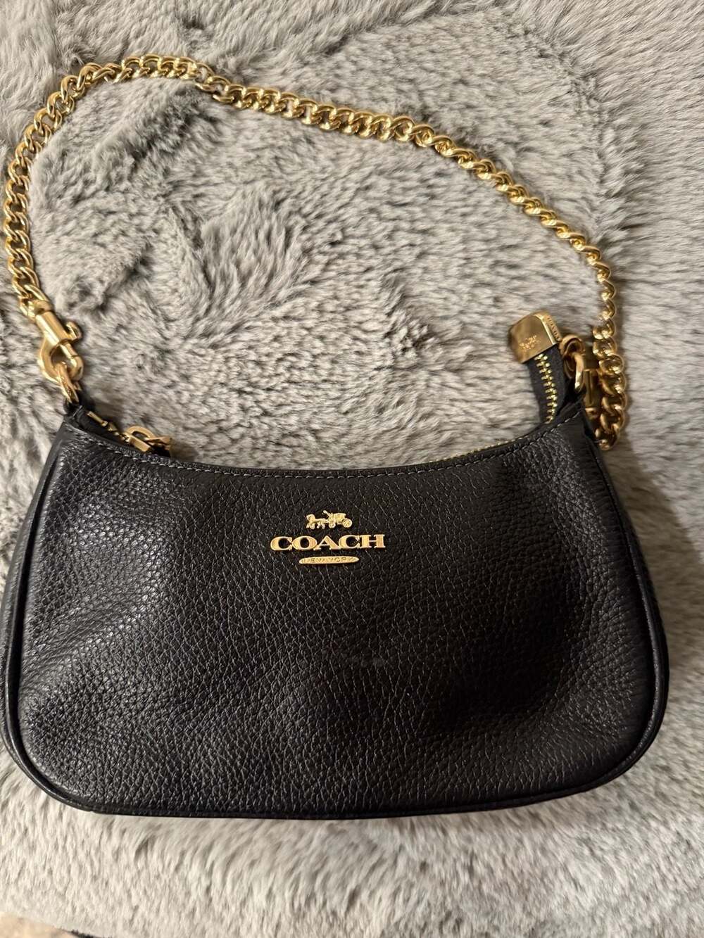 Coach Teri Shoulder Bag in Black Pebble Leather